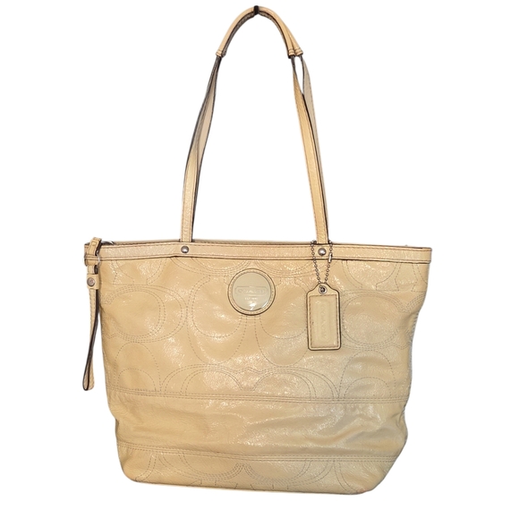 Beautiful Coach C-Stich Tote Shoulder Bag In Cream - Picture 2 of 9